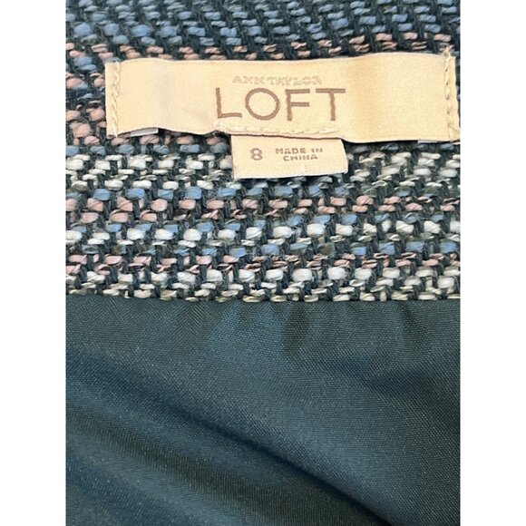 Loft Blue Gray Tweed Zip Mini Skirt Size 8 Workwear Classic - Picture 11 of 12